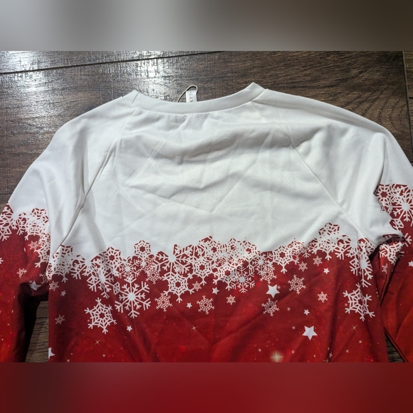 Zolucky Women’s Sweatshirt Christmas Snowflake Stars Red & White Size S NWT - Picture 13 of 16